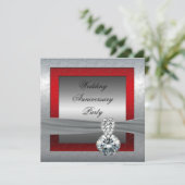 Zilveren 25e huwelijksjubileum feest uitnodiging (Staand voorkant)