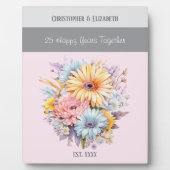 Zilveren 25e jubileum bloemen namen roze fotoplaat (Voorkant)