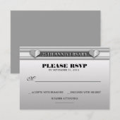 zilveren 25ste huwelijksverjaardag RSVP kaarten (Voorkant / Achterkant)