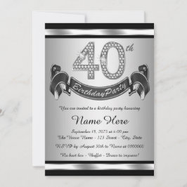 Zilveren 40e verjaardagsfeestje kaart