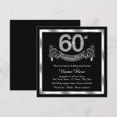Zilveren 60ste verjaardagsfeestje kaart (Voorkant / Achterkant)