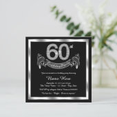 Zilveren 60ste verjaardagsfeestje kaart (Staand voorkant)