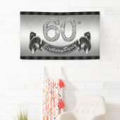 Zilveren 60ste verjaardagsfeestje spandoek (Insitu)