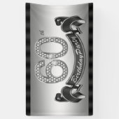 Zilveren 60ste verjaardagsfeestje spandoek (Verticaal)