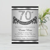 Zilveren 70e verjaardagsfeestje kaart (Staand voorkant)