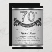 Zilveren 70e verjaardagsfeestje kaart (Voorkant / Achterkant)