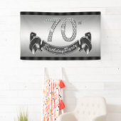 Zilveren 70e verjaardagsfeestje spandoek (Insitu)