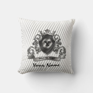 Zilveren Aangepaste Elegante Monogram Ontwerp Kussen