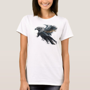 Zilveren Abstracte Adelaar Kunst Design Met Randen T-shirt