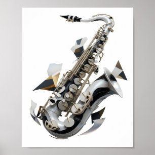 Zilveren ABSTRACTE KUNST Design Poster