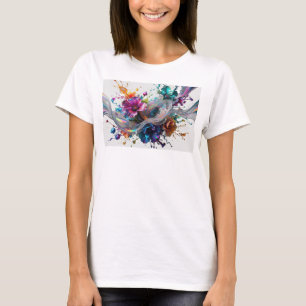 Zilveren ABSTRACTE KUNST Grafische T-shirt met opv
