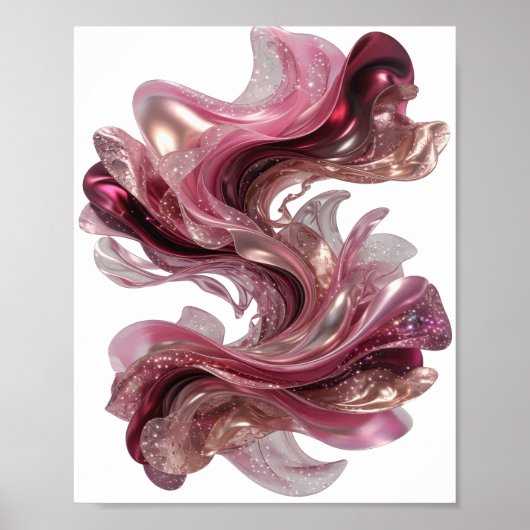Zilveren ABSTRACTE KUNST Modeprint Poster (Voorkant)