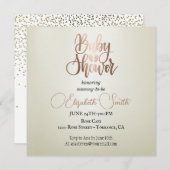 Zilveren achtergrond, confetti, babyshower kaart (Voorkant / Achterkant)