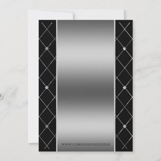 Zilveren achtergrond en hart bruiloft kaart (Achterkant)