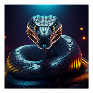 Zilveren Adder Slangen Tong Zoekt Beweging Perfect Poster