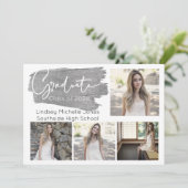 Zilveren Afstuderen Aankondiging & partijuitnodigi (Staand voorkant)