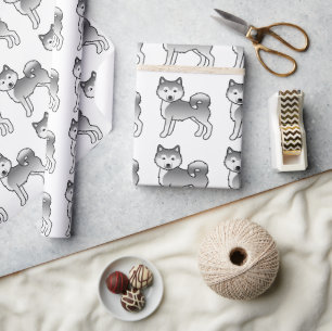 Zilveren Alaskan Malamute Leuke Hond Patroon Cadeaupapier