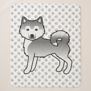 Zilveren Alaskan Malamute Schattige Cartoon Hond Sherpa Deken