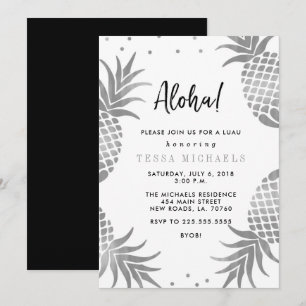 Zilveren ananas Luau Party Uitnodigingen