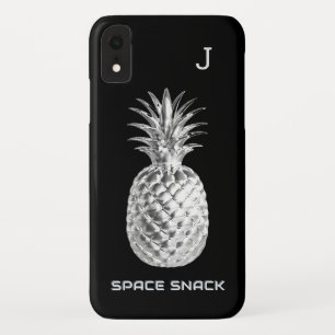 Zilveren ananas ruimte snack fruit monogram iPhone XR hoesje