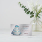 zilveren aqua Wedding Cakemakers visitekaartjes (Staand voorkant)