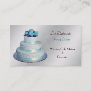 zilveren aqua Wedding Cakemakers visitekaartjes
