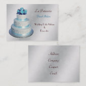 zilveren aqua Wedding Cakemakers visitekaartjes (Voorkant / Achterkant)