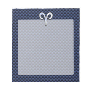 Zilveren Aries-sterrenbeeld Blauw koolstofvezelpri Notitieblok