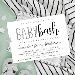 Zilveren Baby Bash, Koppel Baby Shower Uitnodiging