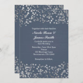 Zilveren Baby's Breath Blauwe Houten Trouwuitnodig Kaart (Voorkant / Achterkant)