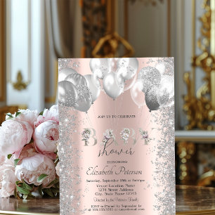 Zilveren Ballonnen Glitter Confetti Baby Shower Kaart
