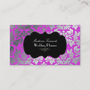 Zilveren barok het damastmagenta van PixDezines Visitekaartje