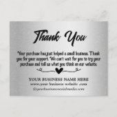 Zilveren Bedankt Zakelijk Briefkaart (Voorkant)