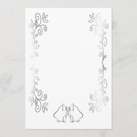 Zilveren Bellen Scrollwork Ontwerp Wedding Menu (Achterkant)
