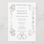 Zilveren Bellen Scrollwork Ontwerp Wedding Menu (Voorkant)