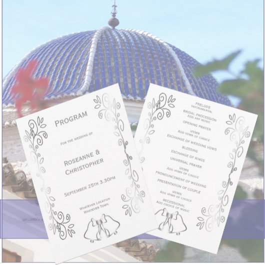 Zilveren Bellen Scrollwork Ontwerp Wedding Programma