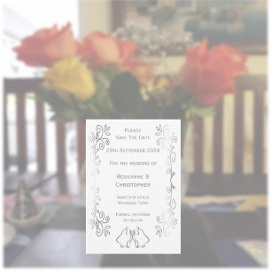 Zilveren Bellen Scrollwork Ontwerp Wedding Save The Date