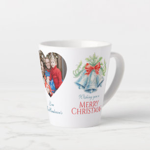 Zilveren belletjes waterverf rode strik foto kerst latte mok