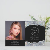 Zilveren bivoudig glitterbrochure (Staand voorkant)