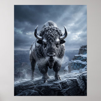 Zilveren Bizon Badlands Kunst Poster