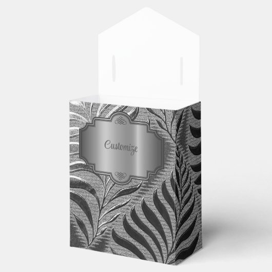 Zilveren blad motief tent bedankdoosjes (Geopend)