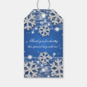 Zilveren Blauw 30e Verjaardag Dank u Winter Cadeaulabel (Achterkant)