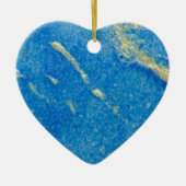 Zilveren blauw gesmolten glas keramisch ornament (Voorkant)