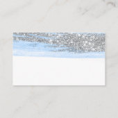 Zilveren Blauw Glitte Delicate Script Bruiloft Web Informatiekaartje (Achterkant)