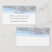 Zilveren Blauw Glitte Delicate Script Bruiloft Web Informatiekaartje (Voorkant / Achterkant)