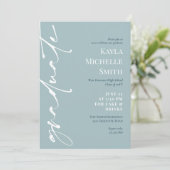 Zilveren Blauw Wit Typografie Graduation Party Kaart (Staand voorkant)