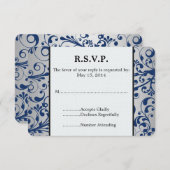 Zilveren Blauwe Bruiloft RSVP (Voorkant / Achterkant)