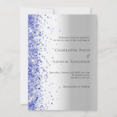 Zilveren blauwe glitter bruiloft kaart (Voorkant)