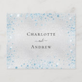 Zilveren blauwe glitter bruiloft RSVP (Achterkant)