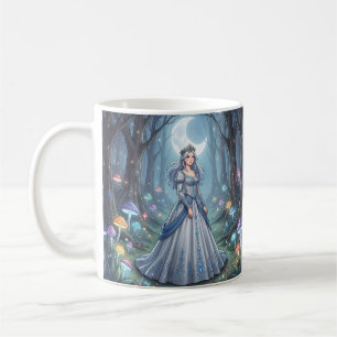 Zilveren blauwe prinses in het bos koffiemok